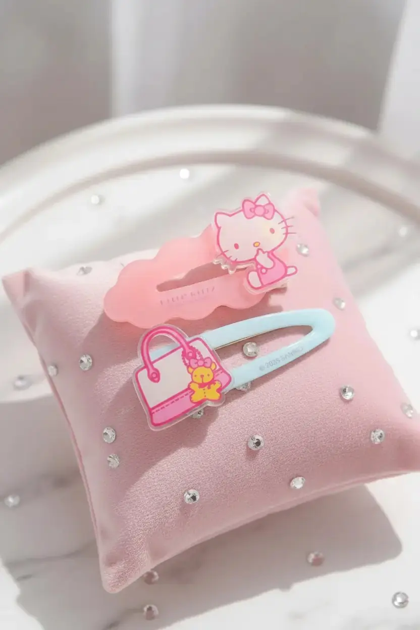 Sanrio Lisanslı Hello Kitty Figürlü Saç Klipsi 11,5 Cm – 2 Adet Sevimli Renkli Tasarım