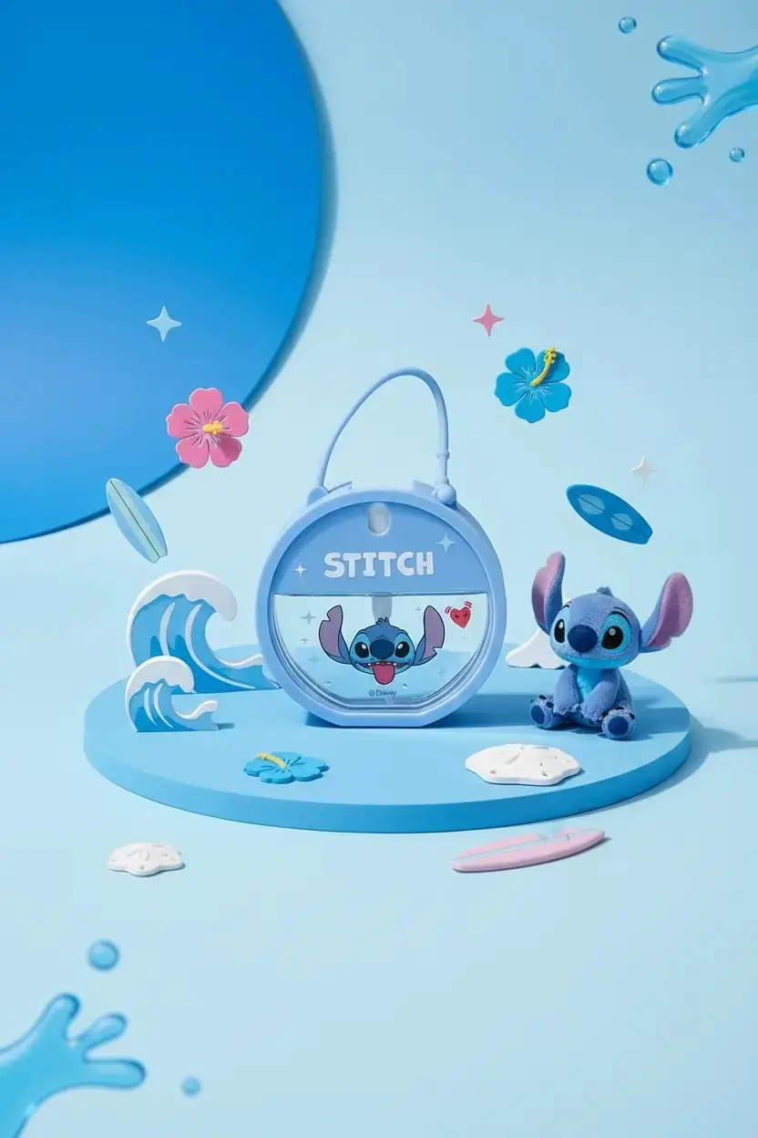 Disney Lisanslı Stitch Taşınabilir Parfüm Şişesi Spreyli Askılı 7.8 Cm