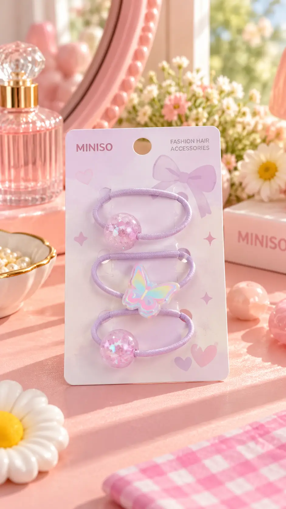 Miniso Lisanslı Eğlenceli Boncuk Detaylı Saç Tokası Seti – 3 Adet