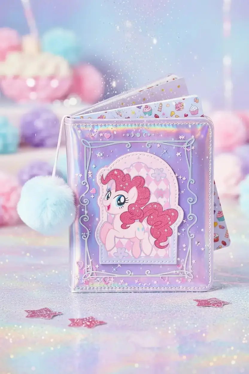 My Little Pony Lisanslı Ponponlu Not Defteri – Holografik Kapaklı Işıltılı Günlük Ve Okul Defteri 16 Cm