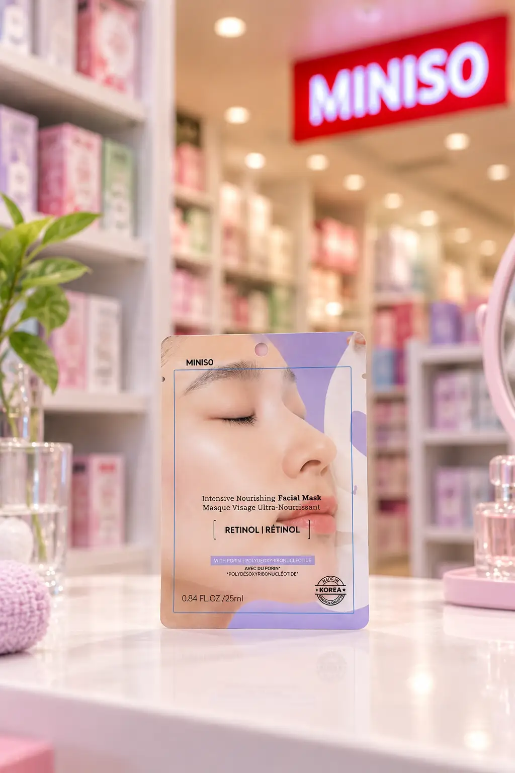 Miniso Lisanslı Yoğun Besleyici Yüz Maskesi – Retinol Temalı Kağıt Maske