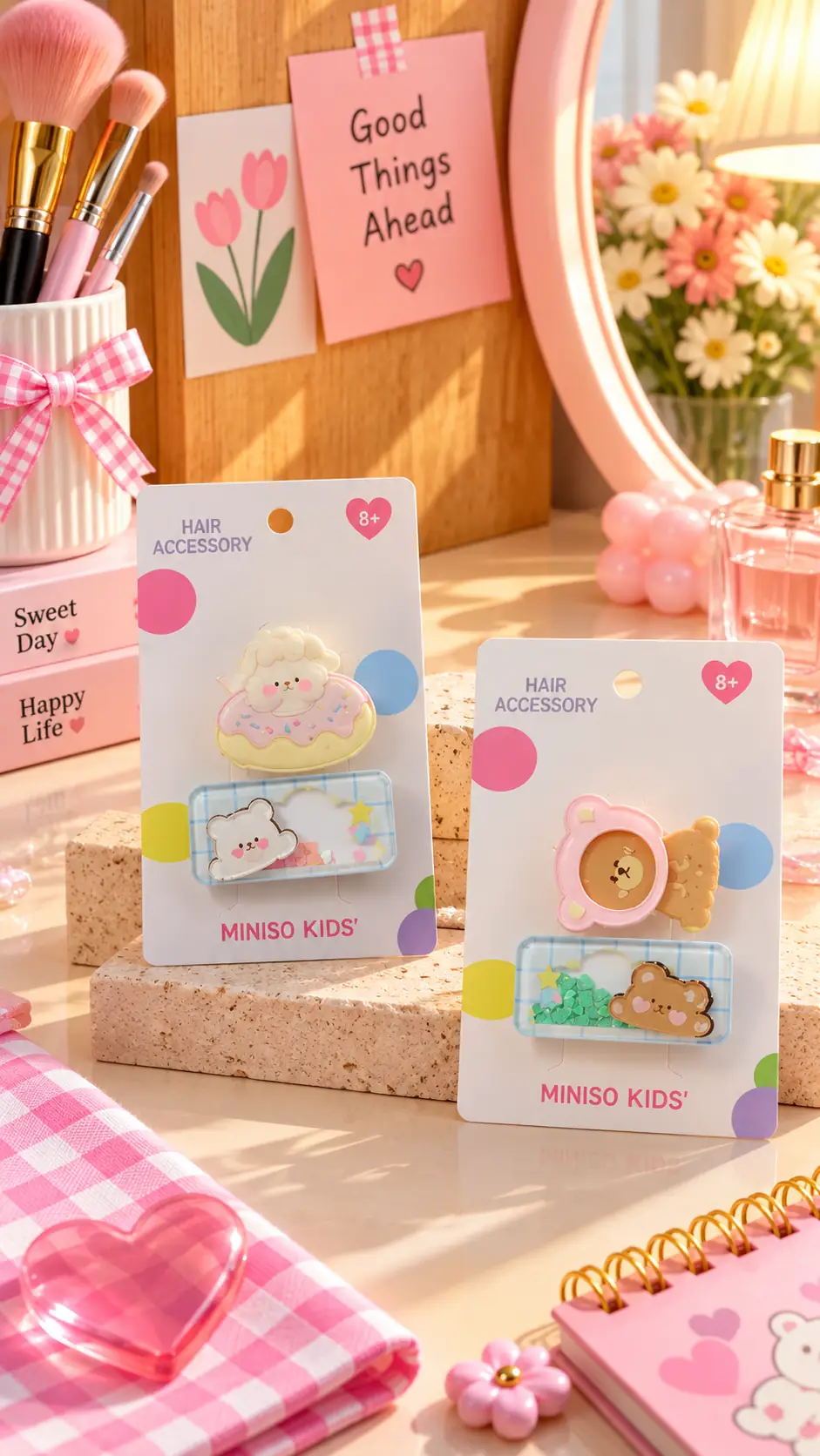 Miniso Lisanslı Kids Eğlenceli Ayı Serisi Figürlü Saç Tokası Seti – 2 Adet