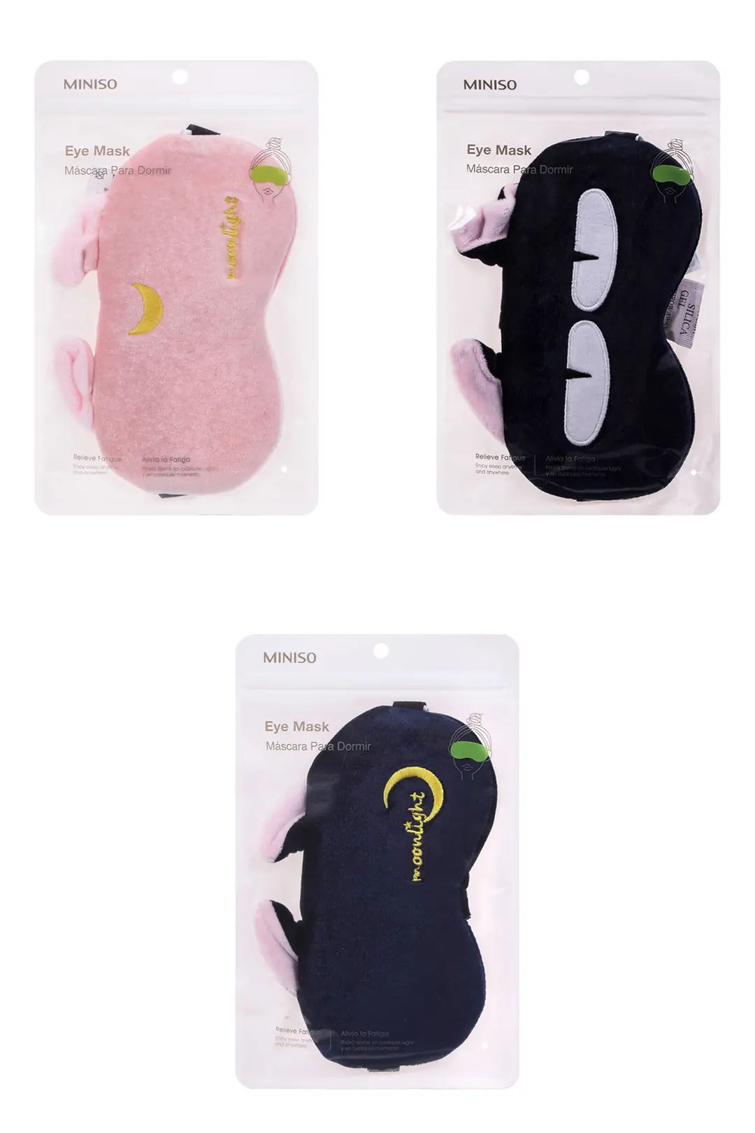 Miniso Lisanslı Kedi Kulaklı Kadife Uyku Maskesi – Sıcak Soğuk Kompres Jel Paketli