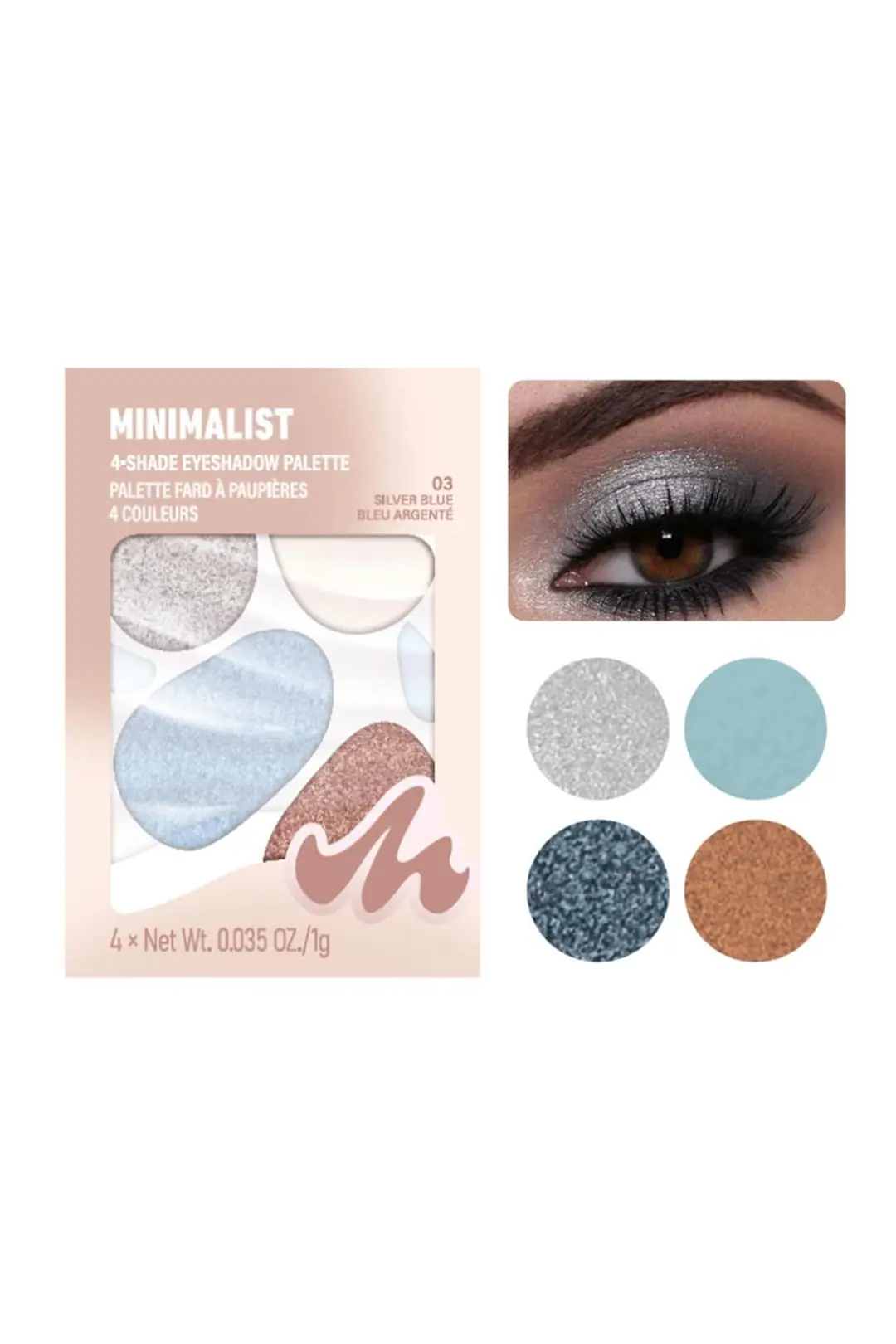 Minimalist 4 Renkli Far Paleti (03 Gümüş Mavisi)