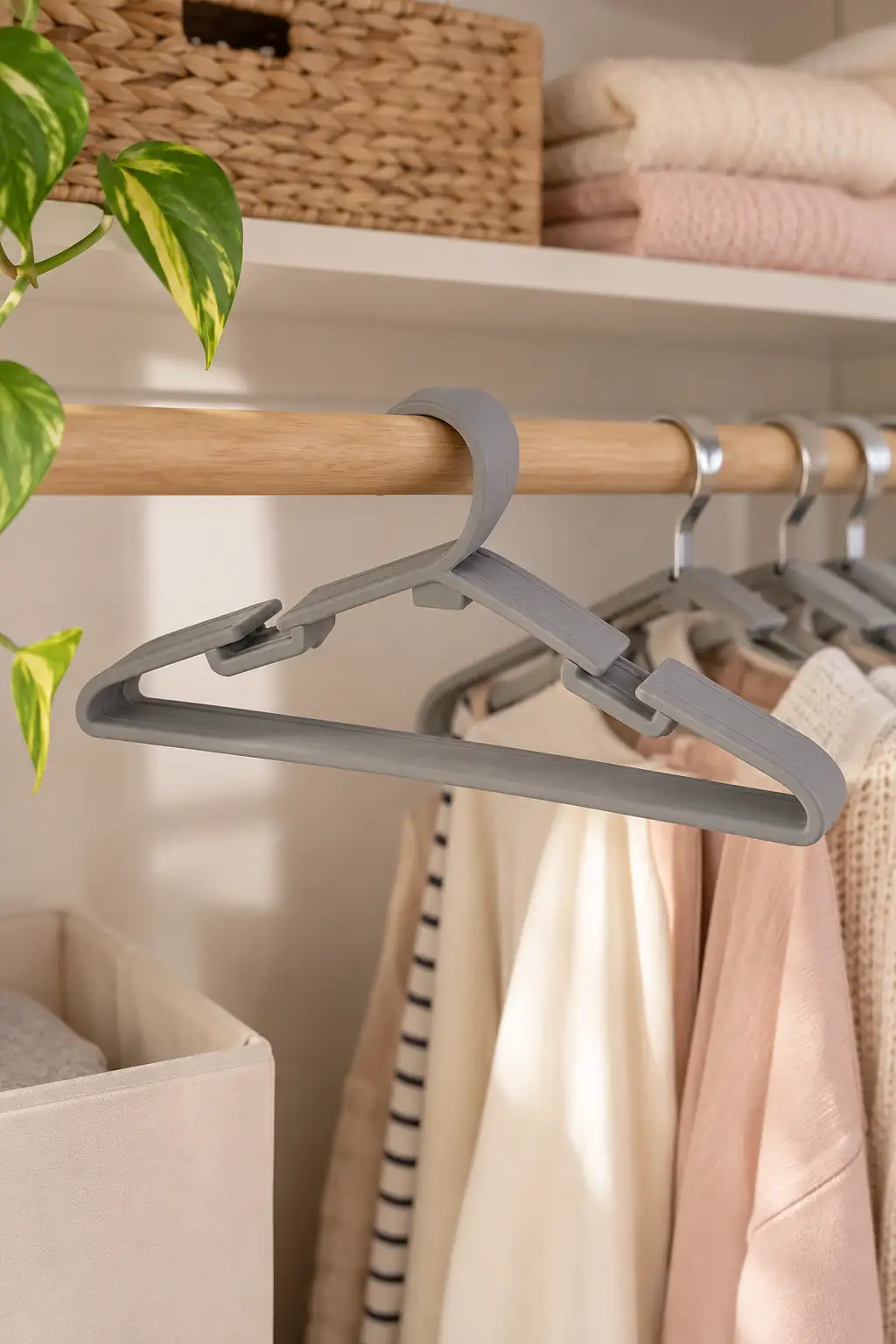 Miniso Lisanslı Kaymaz Elbise Askısı 10lu Paket – Kahverengi Gardırop Dolap Düzenleyici