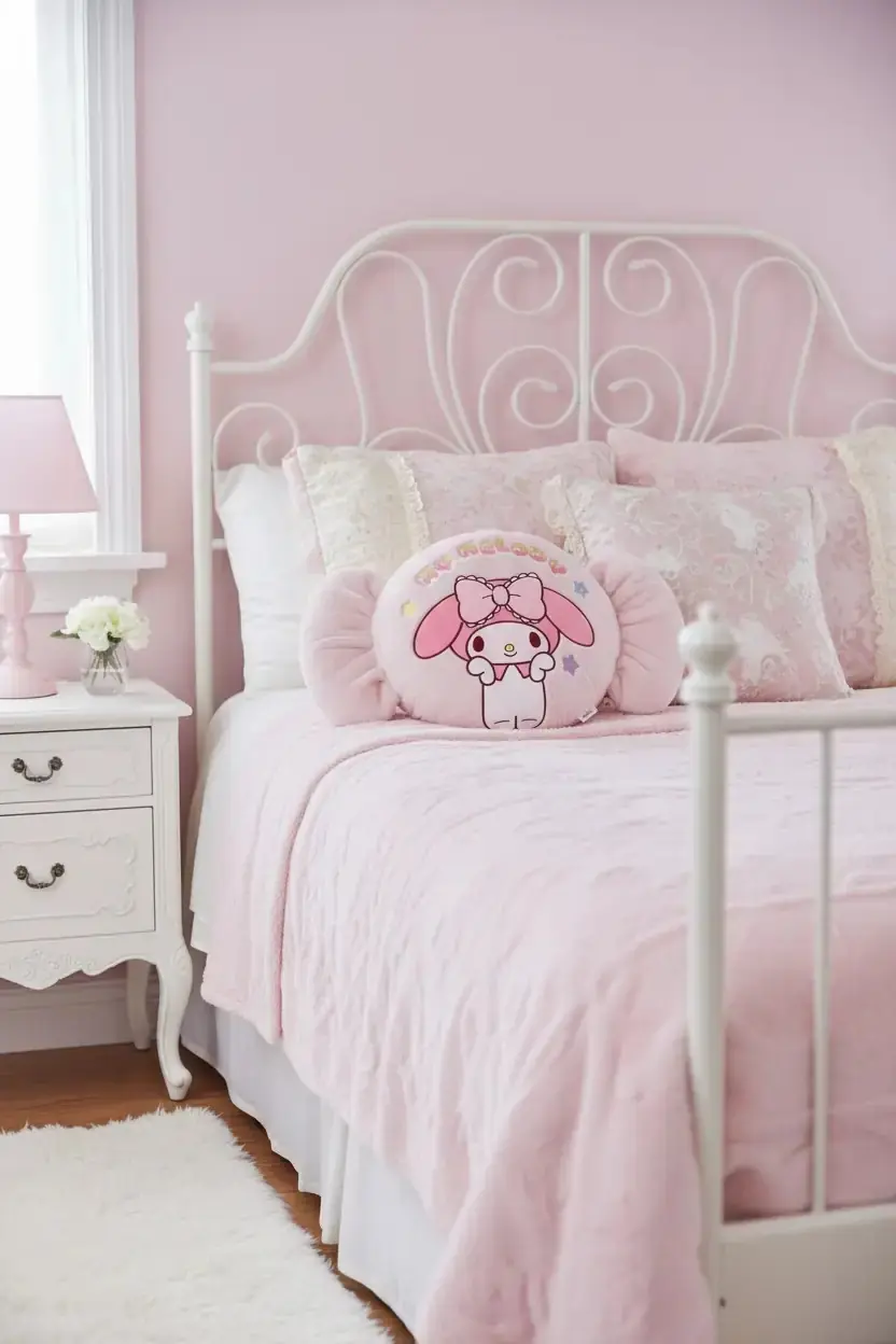 Sanrio Lisanslı My Melody Peluş Yastık – Yumuşacık Şeker Figürlü Dekoratif Seri 38 Cm