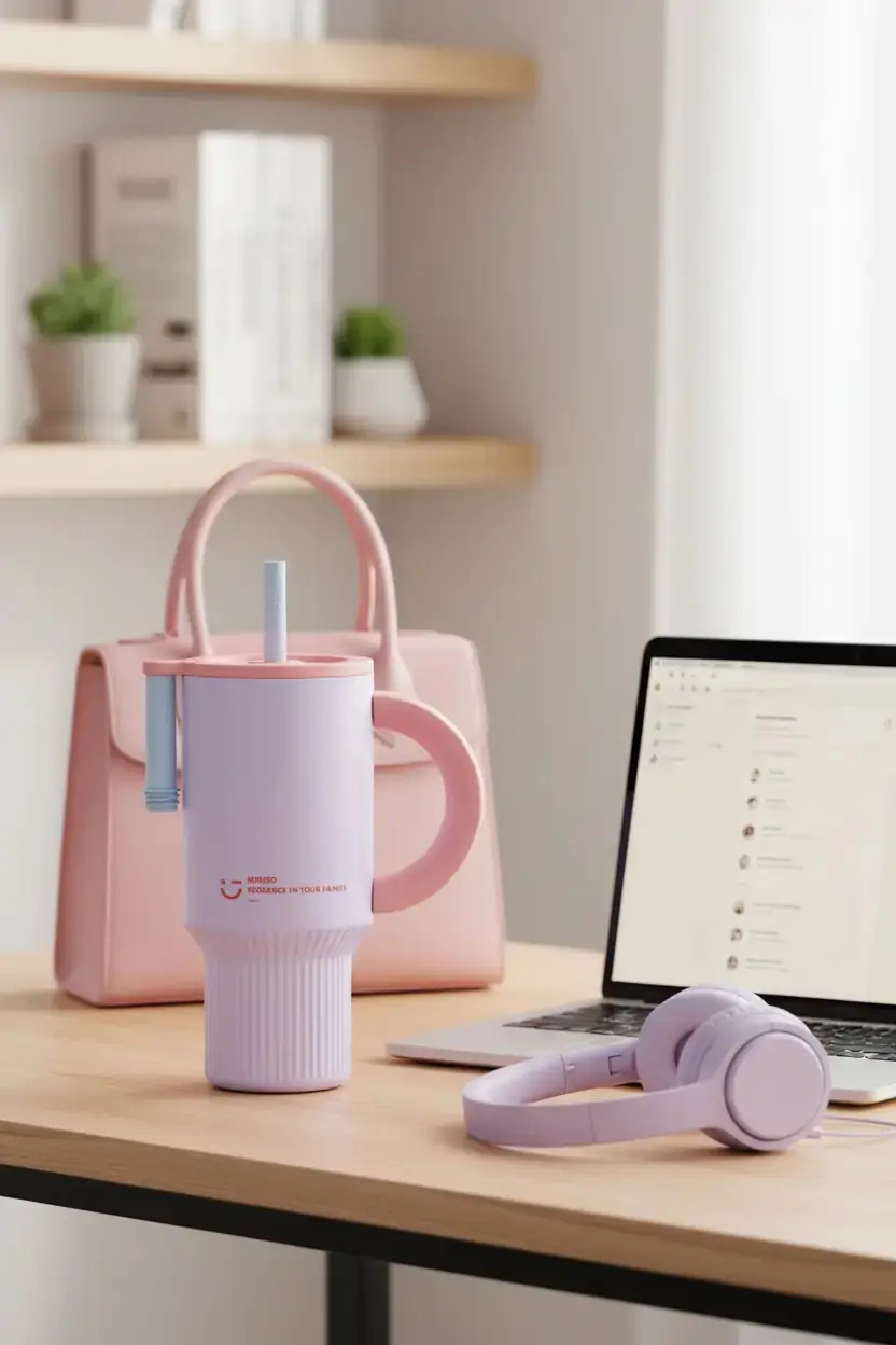 Miniso Lisanslı Pipetli Çift Cidarlı Çelik Şişe 920 mL Mor – Saplı Tasarım