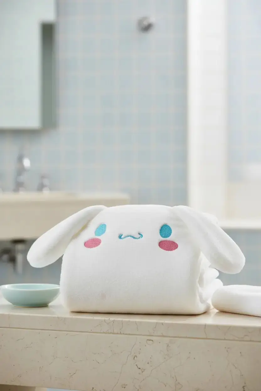 Cinnamoroll Lisanslı Mercan Polar Emici Banyo Havlusu 25 x 18 x 8 cm – Beyaz