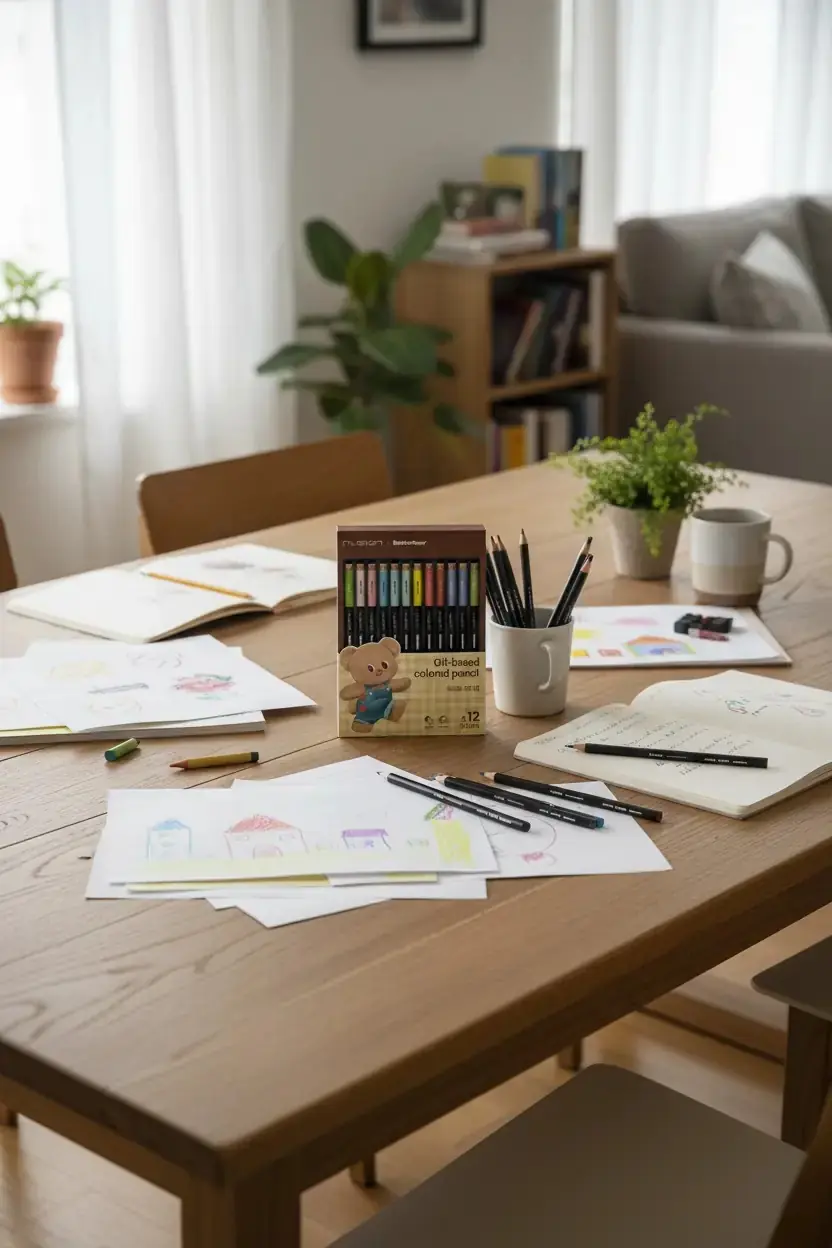 Miniso Lisanslı Butterbear Serisi 12 Renkli Boya Kalemi Seti Ahşap Gövdeli 19.8 Cm