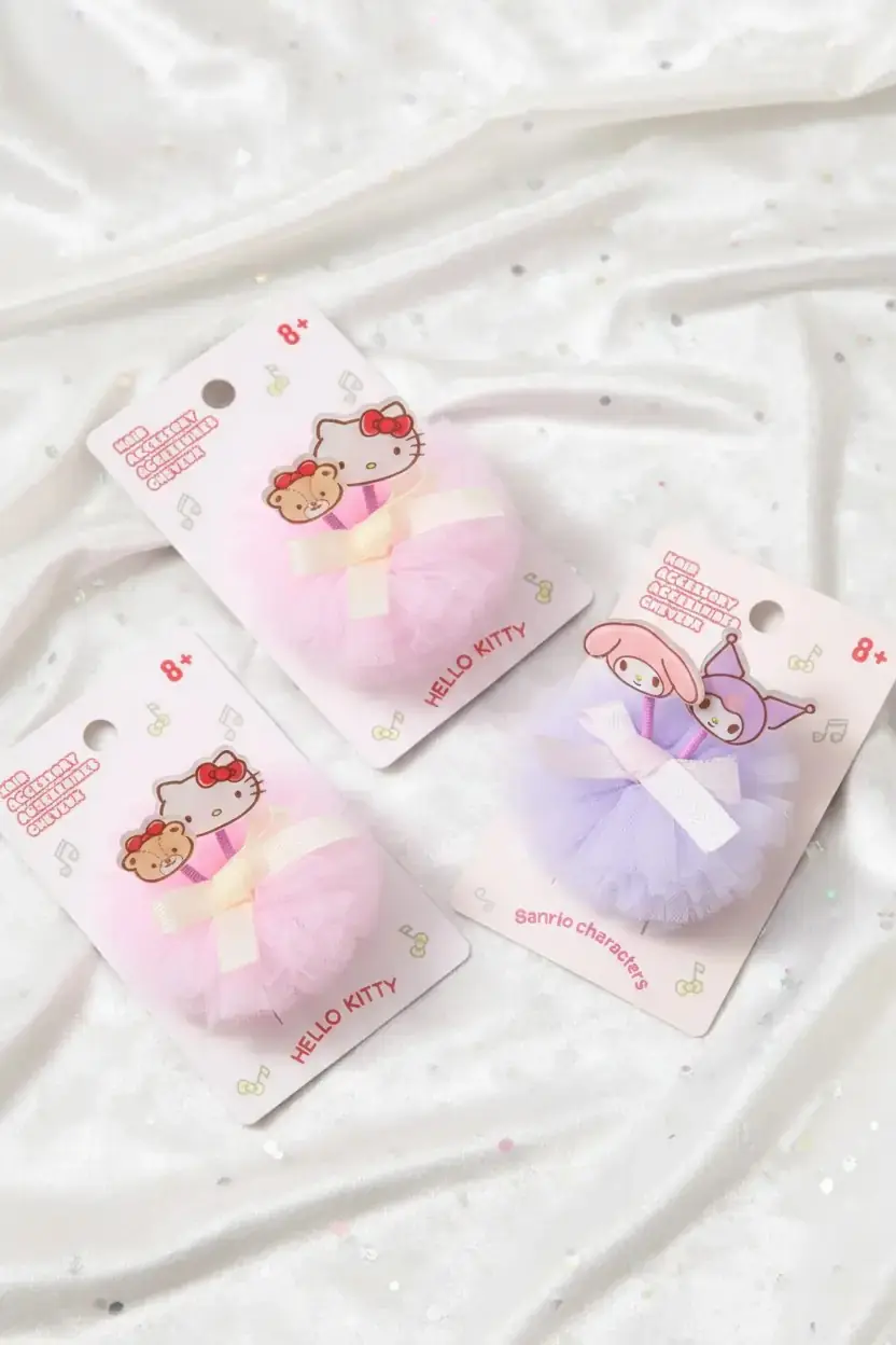 Sanrio Lisanslı Sanrio Karakterleri Fiyonklu ve Tüllü Saç Tokası – Çocuk ve Genç Şık Saç Aksesuarı