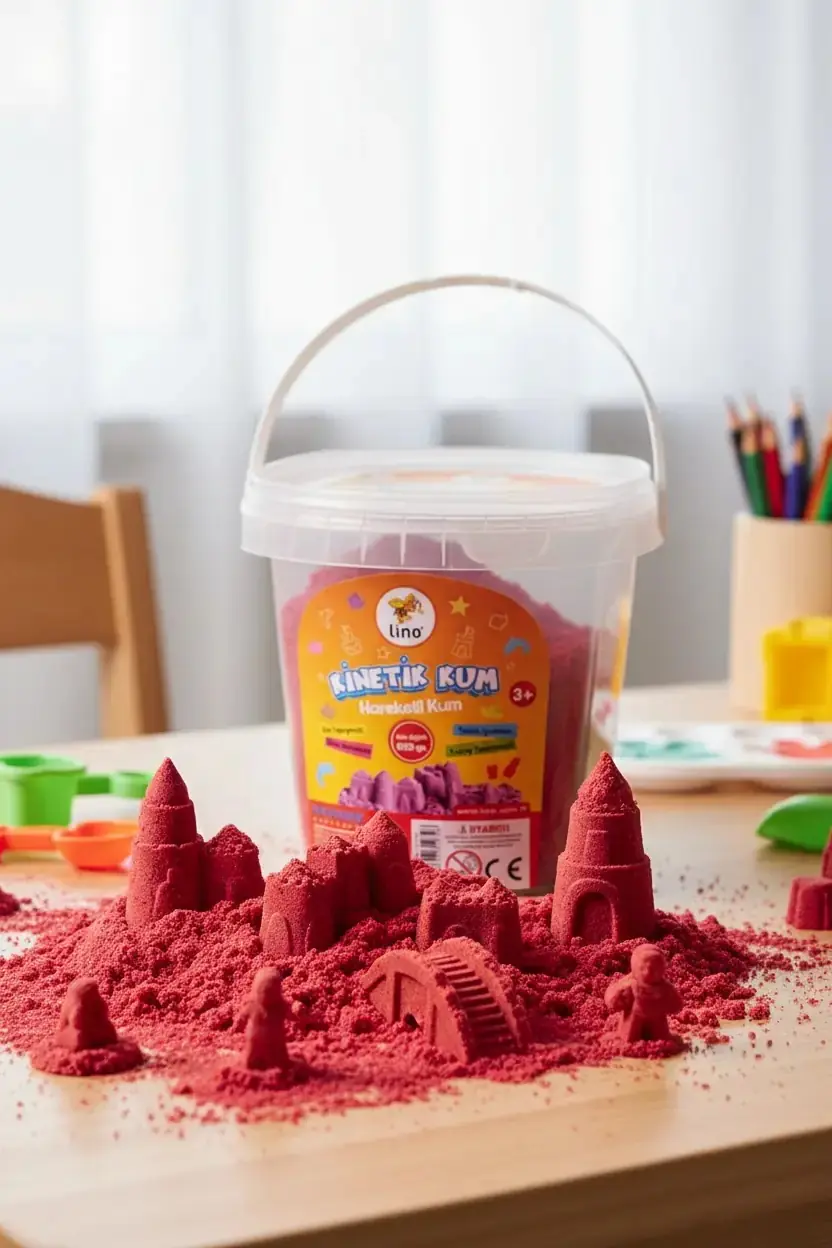 Lino Kinetik Kum 500 Gr – Pembe Kova İle Eğlenceli Ve Yaratıcı Oyun