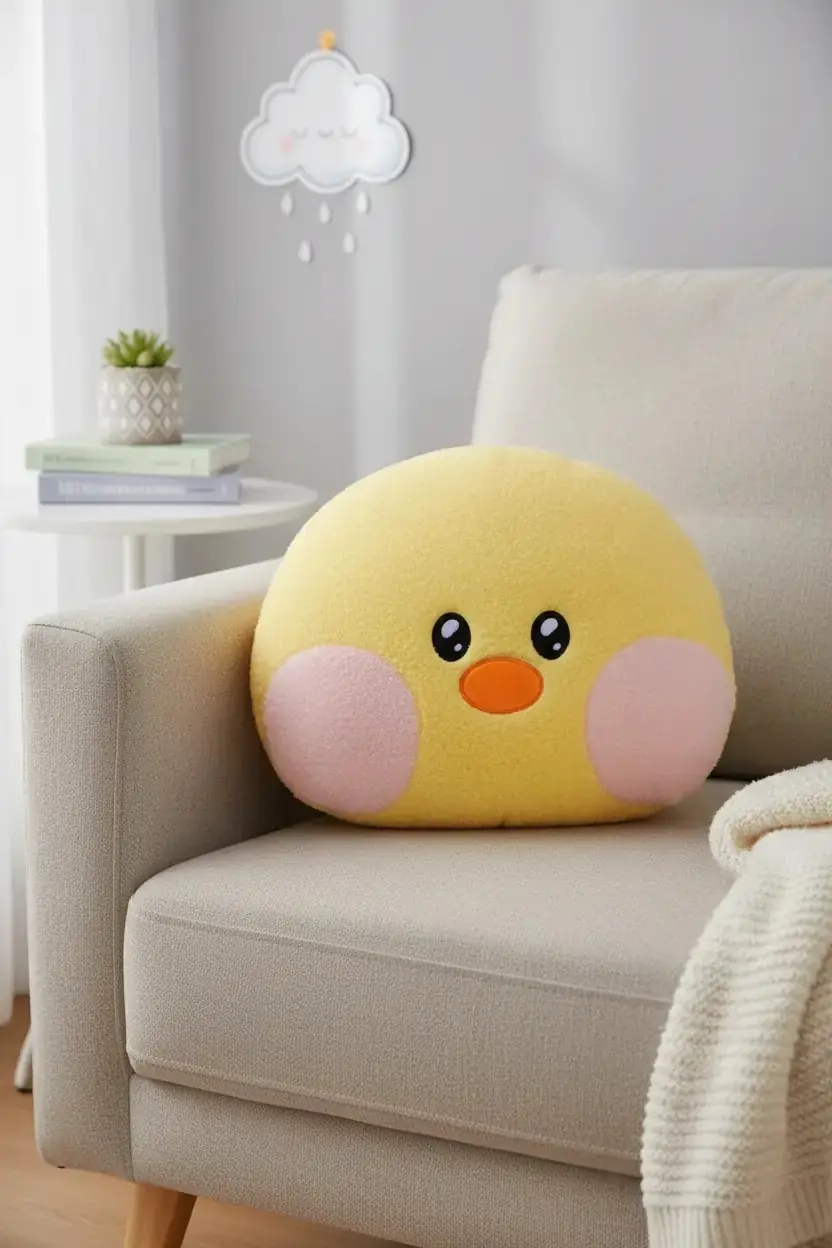 Miniso Lisanslı Minini Koleksiyonu Conini Baş Şeklinde Yastık 43 Cm Yumuşak Dekoratif Ev Konforu