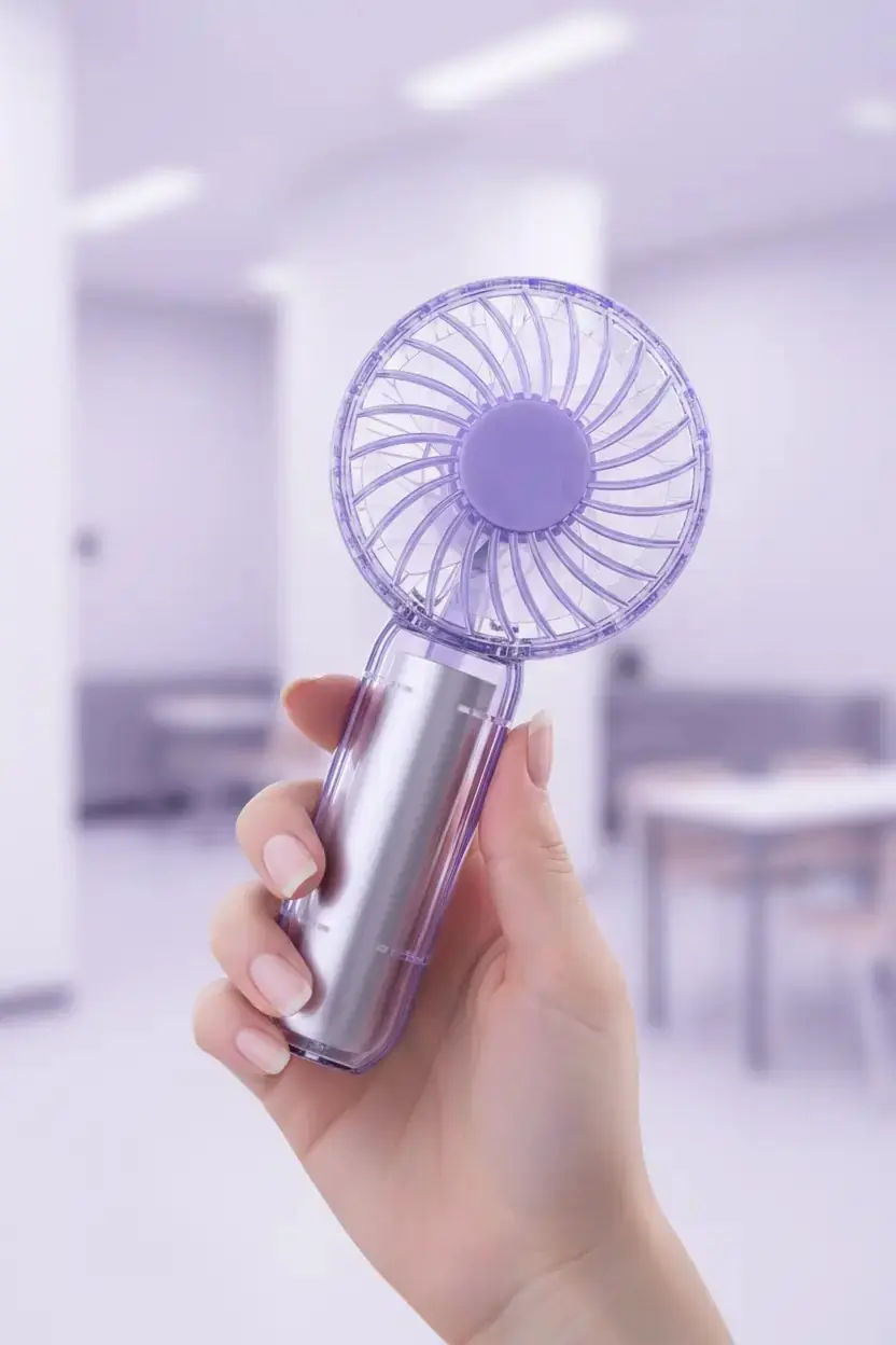 Miniso Lisanslı El Tipi Mini Fan Mor – Şarj Edilebilir Taşınabilir El Fanı 13,75 Cm