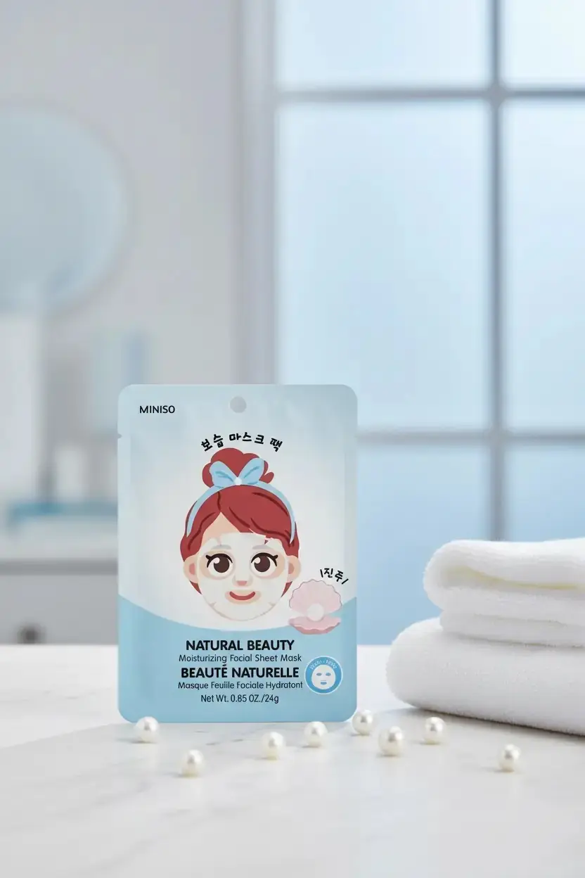 Miniso Lisanslı Doğal Güzellik İnci Özlü Kağıt Yüz Maskesi – Nemlendirici Tek Kullanımlık