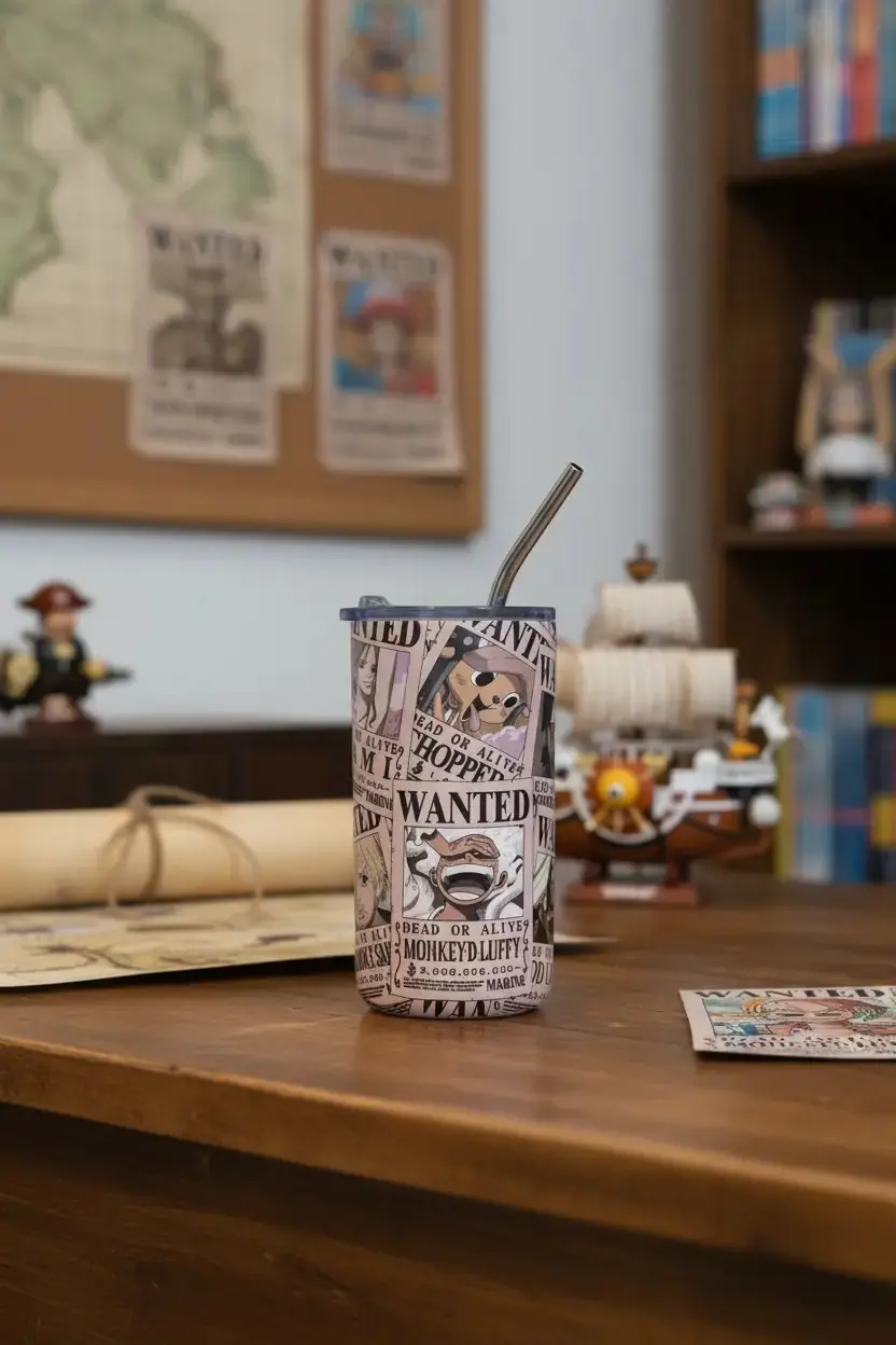 One Piece Lisanslı 304 Paslanmaz Çelik Pipetli Matara – 550 Ml Dayanıklı