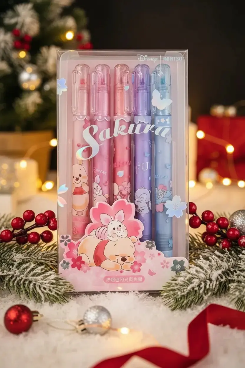 Disney Lisanslı Sakura Serisi Glitter Marker Kalem Seti 5 Adet – Işıltılı Renkler