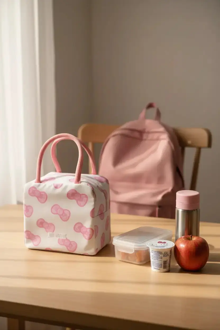 Hello Kitty Lisanslı Leopar Desenli Öğle Yemeği Çantası – Pembe ve Pratik