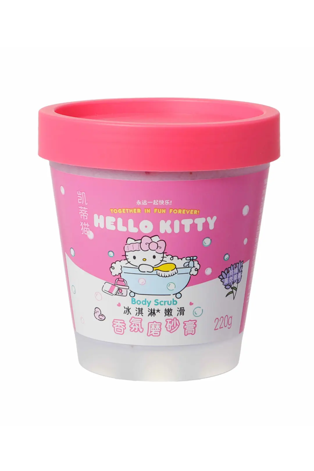 Sanrio Lisanslı Hello Kitty Işıltılı Vücut Peelingi 220 g – Lavanta Aromalı
