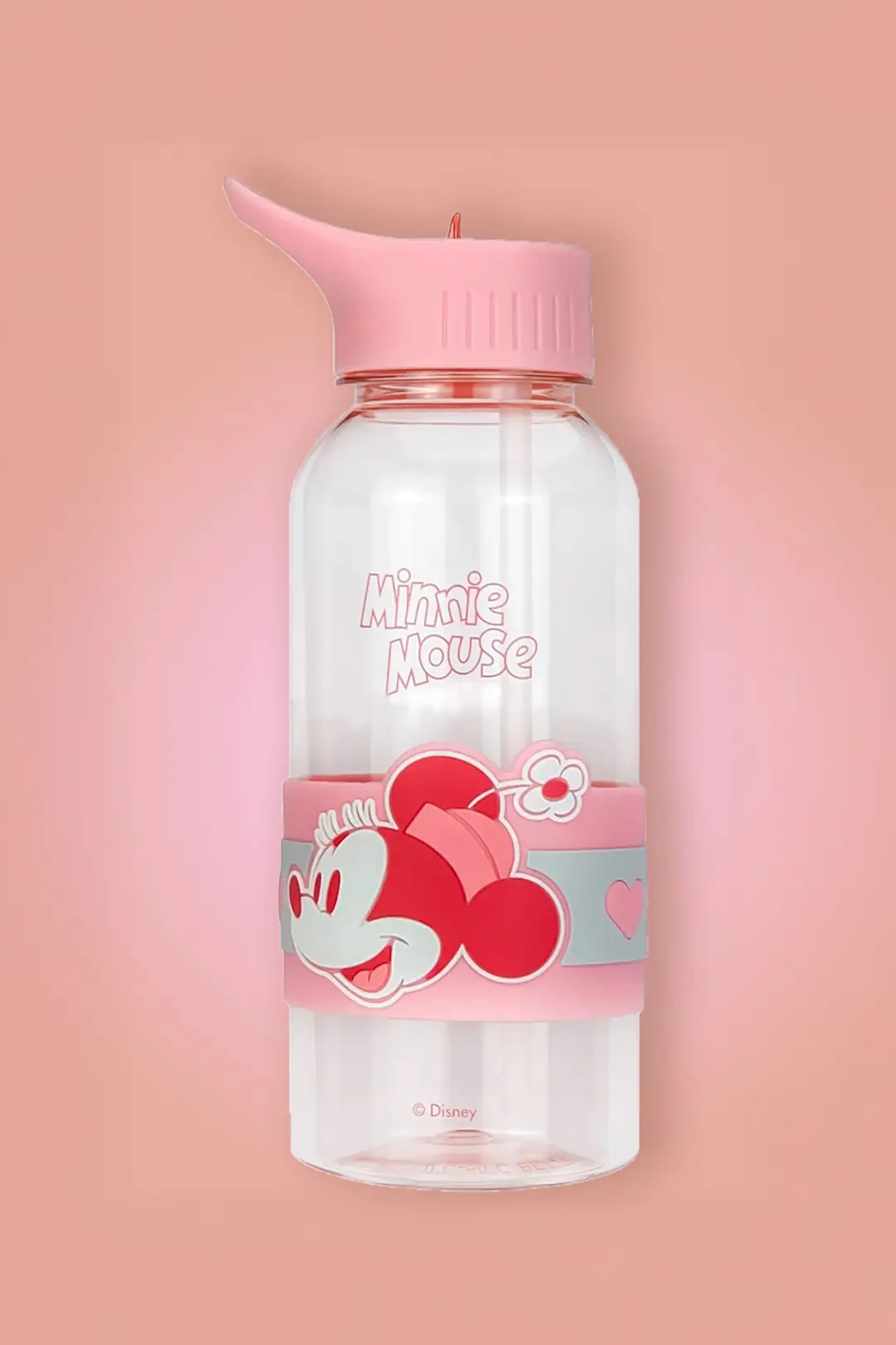 Disney Minnie Mouse Lisanslı Pipetli ve Kapaklı Plastik Suluk 1 L - Sızdırmaz Kapaklı Matara