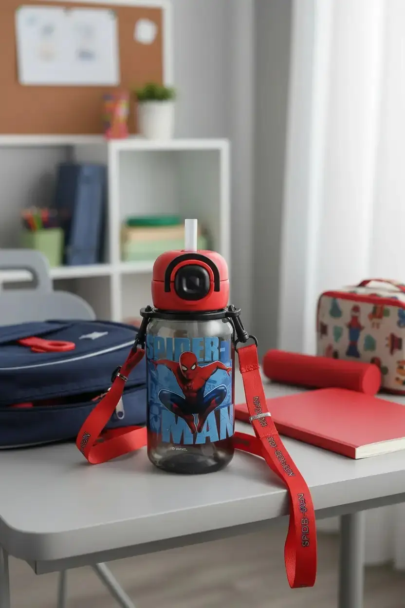 Marvel Spider-Man Koleksiyonu Askılı Pipetli Plastik Matara