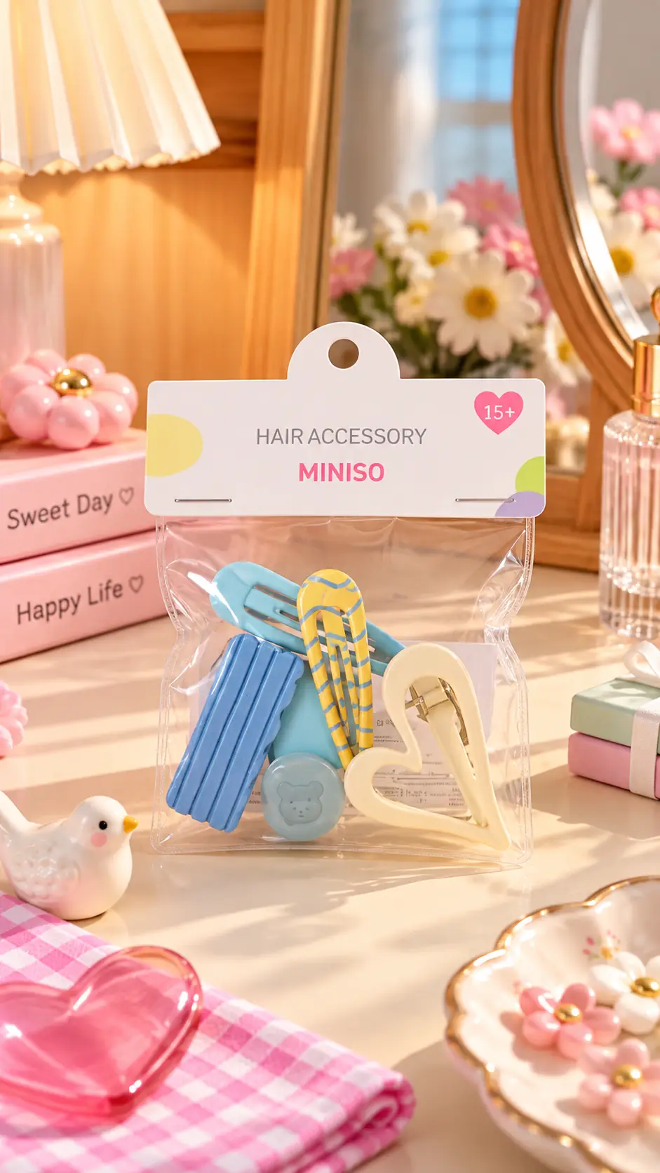 Miniso Lisanslı Çanta Serisi Saç Tokası Seti (5 Adet) – Mini Çanta Tasarımlı & Renkli