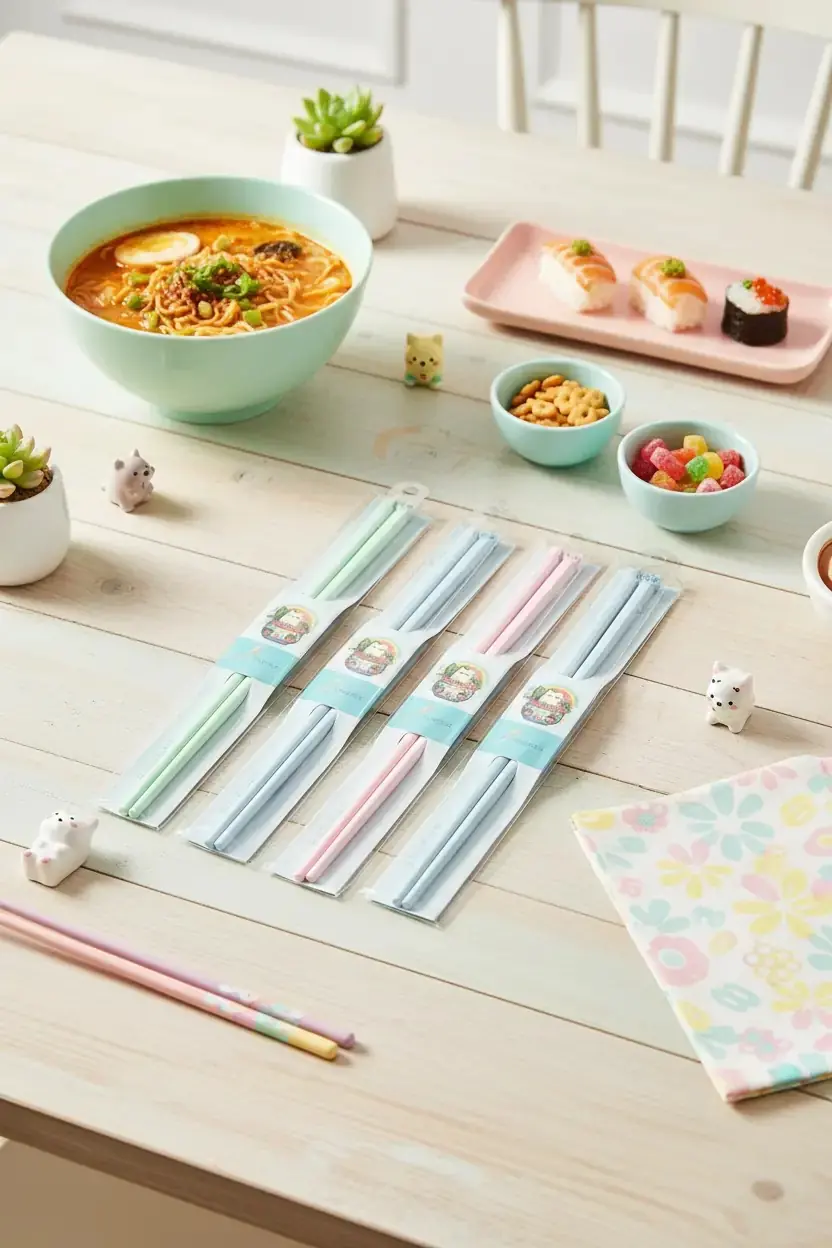 Figürlü Plastik Chopstick – Renkli Tasarım ve Hafif Yapılı Eğlenceli Yemek Çubukları