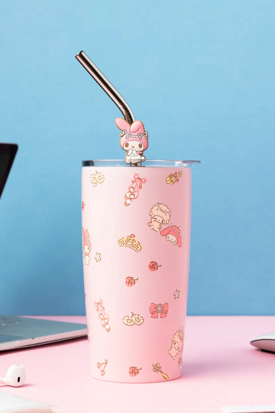 Sanrio Lisanslı My Melody Pipetli Çelik Matara – Paslanmaz Çelik Su Şişesi 580 ML