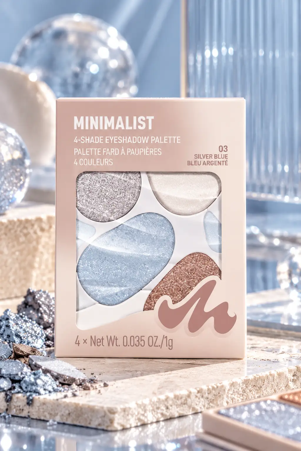 Minimalist 4 Renkli Far Paleti (03 Gümüş Mavisi)