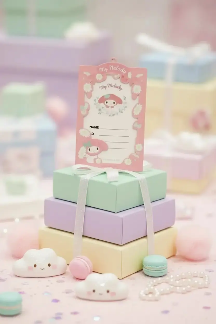 Sanrio Lisanslı İpli Kartlık - My Melody ve Kuromi Desenli PVC Boyun Askılı Kimlik ve Akbil Kabı