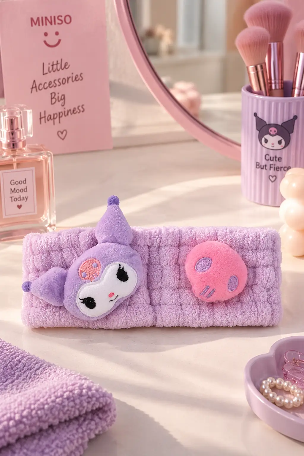 Sanrio Lisanslı Kuromi Saç Bandı – Yumuşacık Cilt Bakımı ve Makyaj Bandı 20 Cm