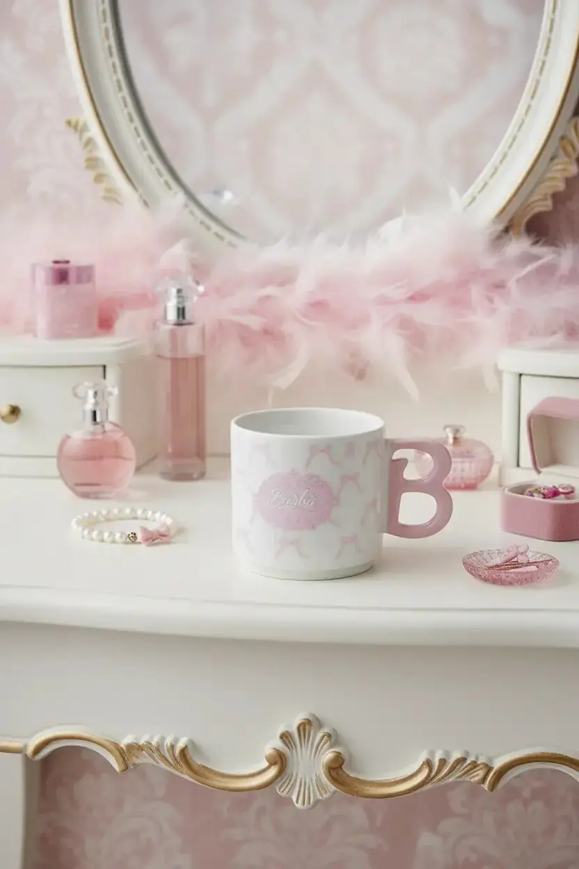 Barbie Lisanslı Ballet Barbie Seramik Kupa 400 mL – Düzensiz Saplı Zarif Tasarım