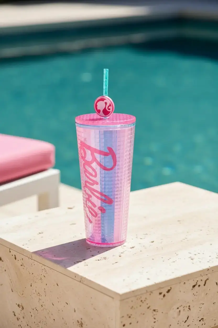 Barbie Lisanslı Çift Cidarlı Pipetli Şişe 775 ml – Silikon Aksesuarlı Tasarım