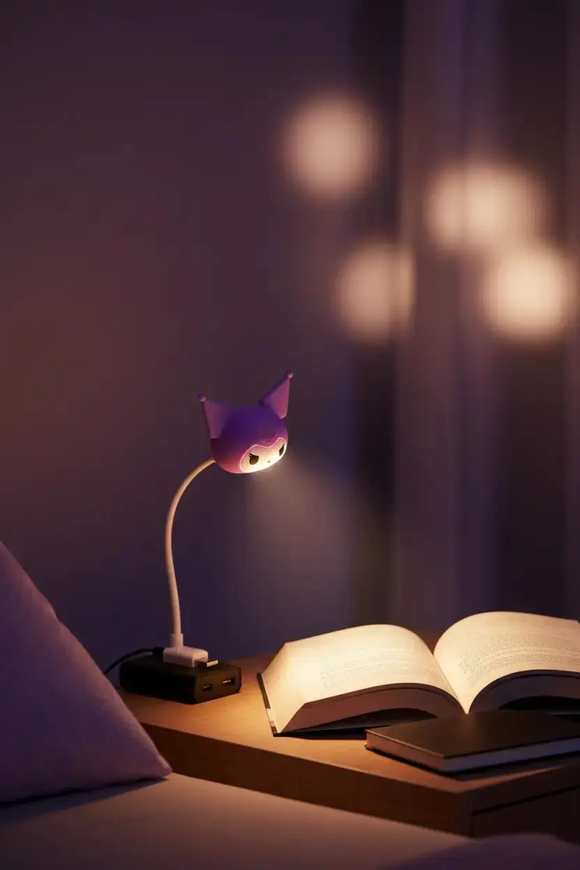 Sanrio Lisanslı Kuromi USB Portlu Gece Lambası 18 Cm – Yumuşak Işıklı Taşınabilir