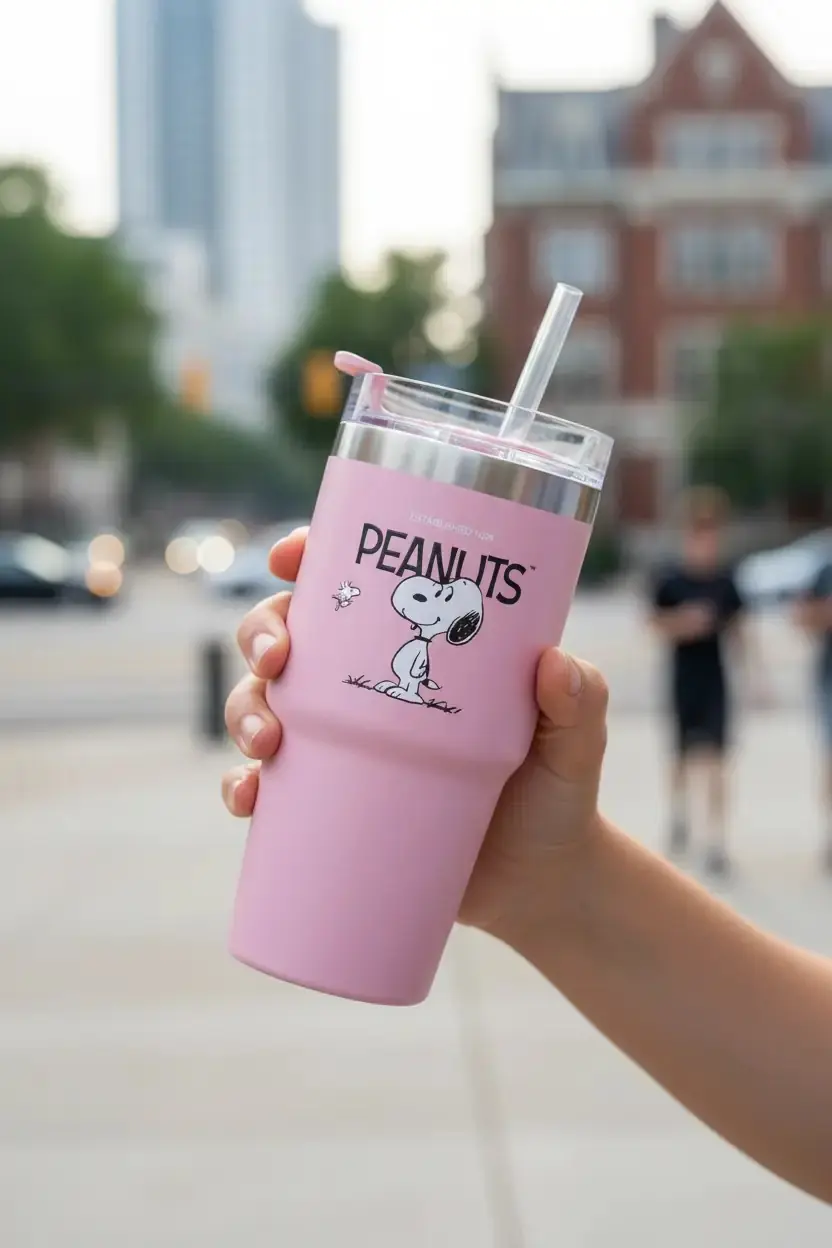 Peanuts Snoopy Lisanslı Pipetli Çelik Matara – 490 Ml – Paslanmaz Çelik
