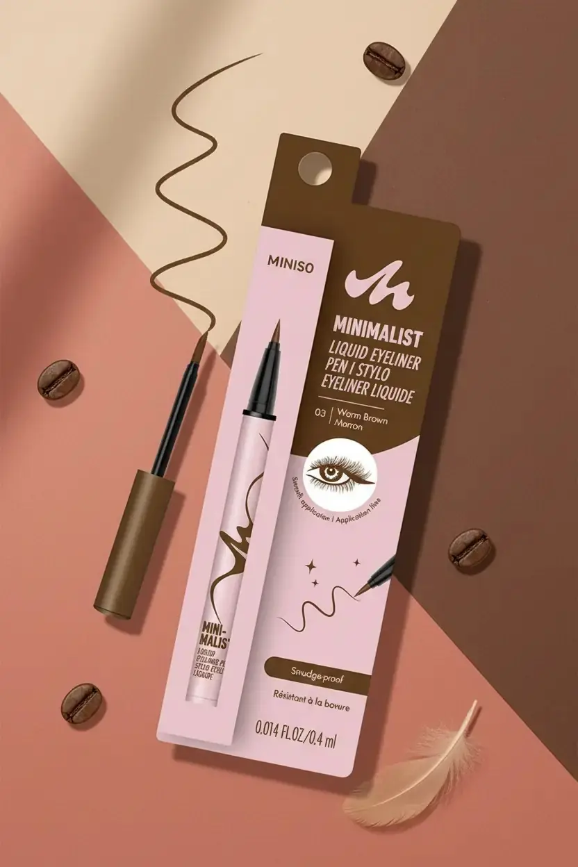 Miniso Lisanslı Minimalist Serisi İnce Uçlu Eyeliner – Uzun Süre Kalıcı ve Hassas Sürüş (03 Kızıl Kahve)