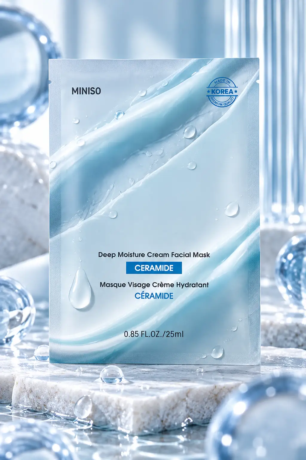 Miniso Lisanslı Derin Nemlendirici Krem Yüz Maskesi – Seramid Temalı Bambu Kağıt Maske