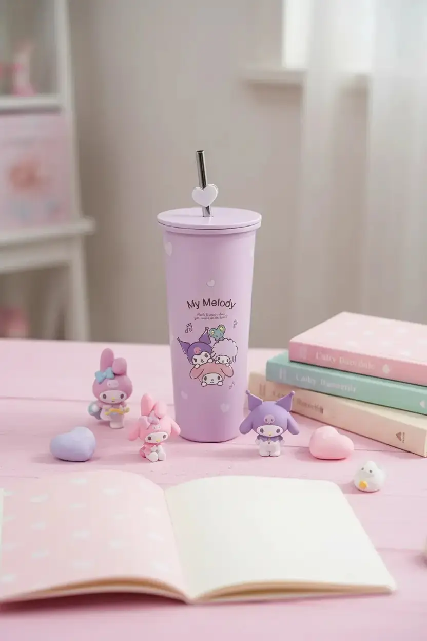Sanrio Lisanslı Pipetli Paslanmaz Çelik Matara My Melody 800 ml