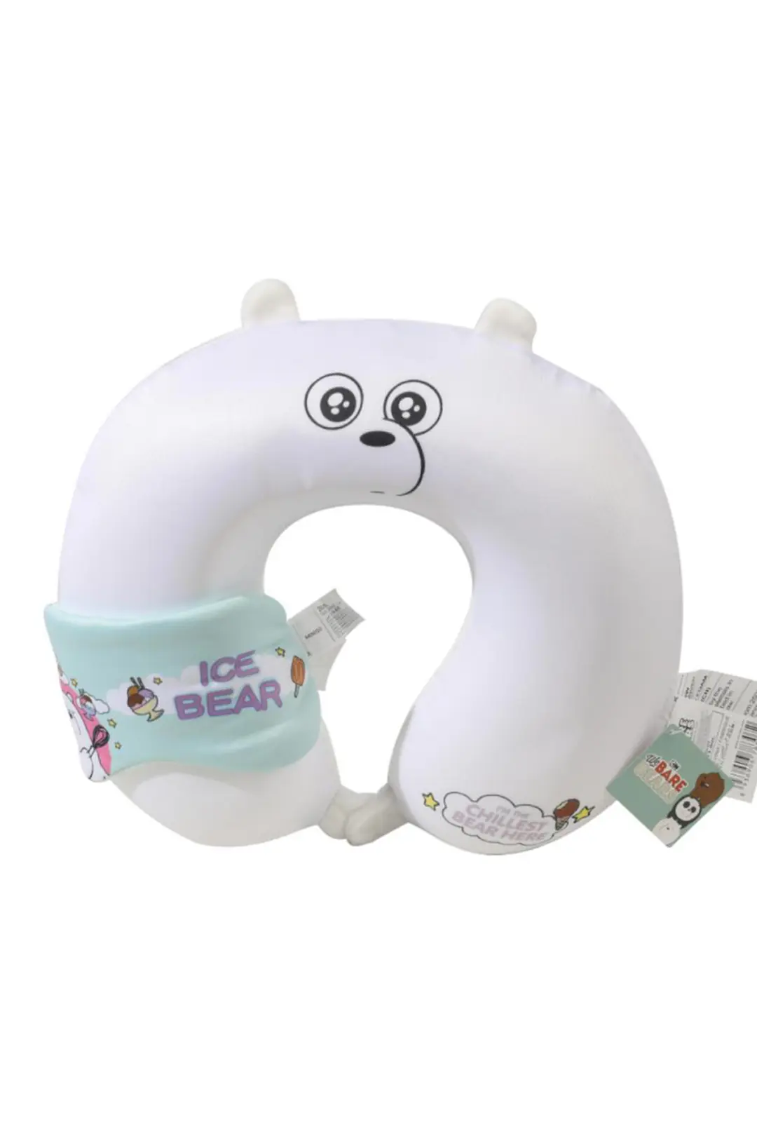 We Bare Bears Lisanslı Kutup Ayısı Boyun Yastığı ve Uyku Gözlüğü Seti – Yumuşak Dokulu Seyahat Yastığı