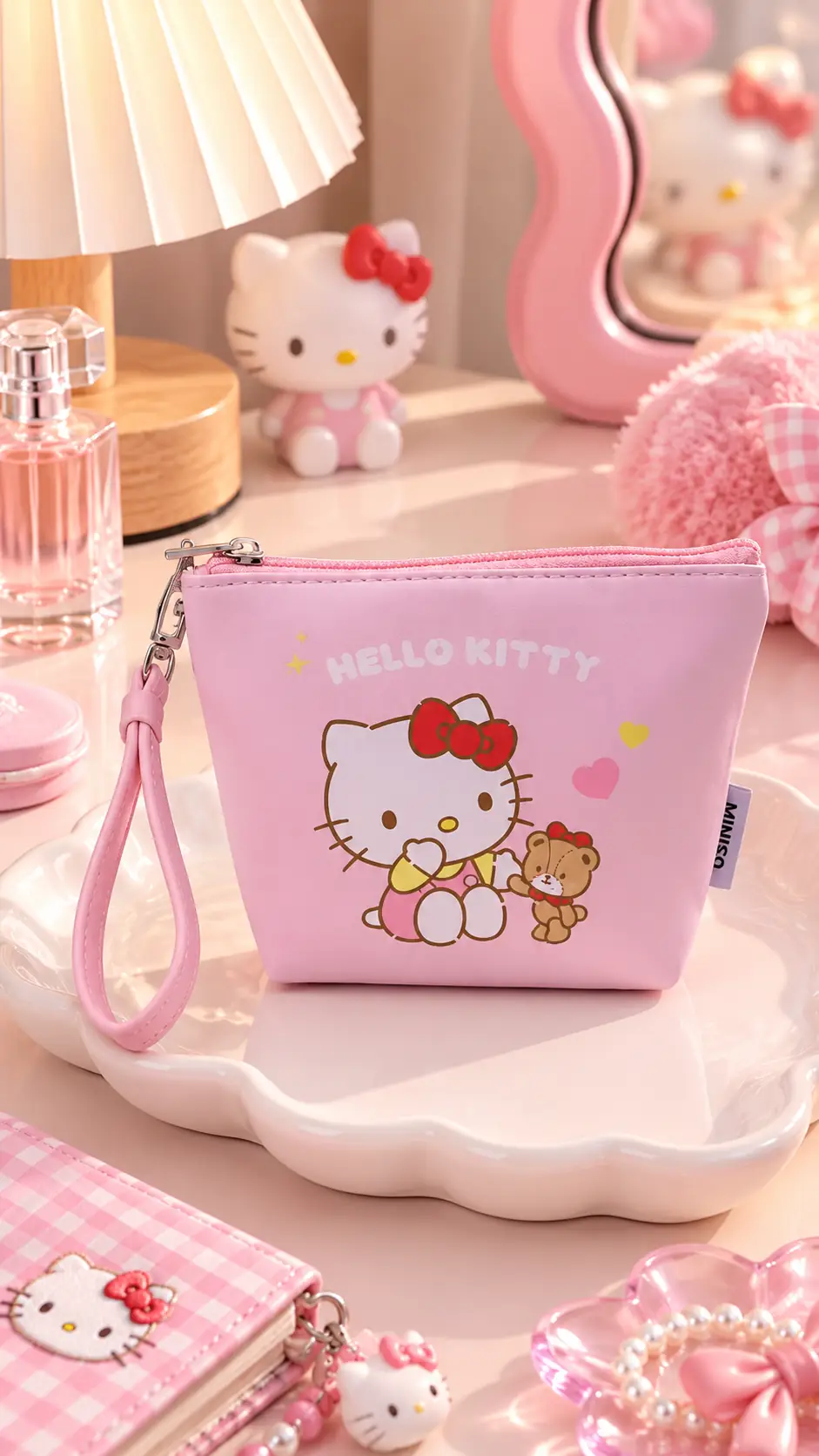 Sanrio Lisanslı Hello Kitty Mini Bozuk Para Çantası Fermuarlı 13 Cm