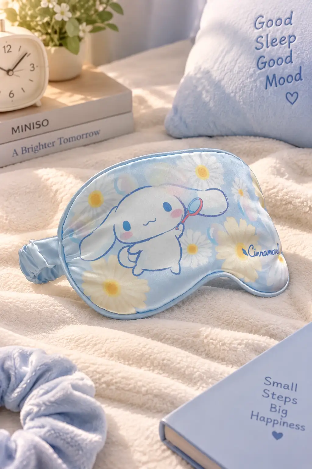 Sanrio Lisanslı Cinnamoroll Uyku Maskesi – Işık Engelleyici & Yumuşak Dokulu