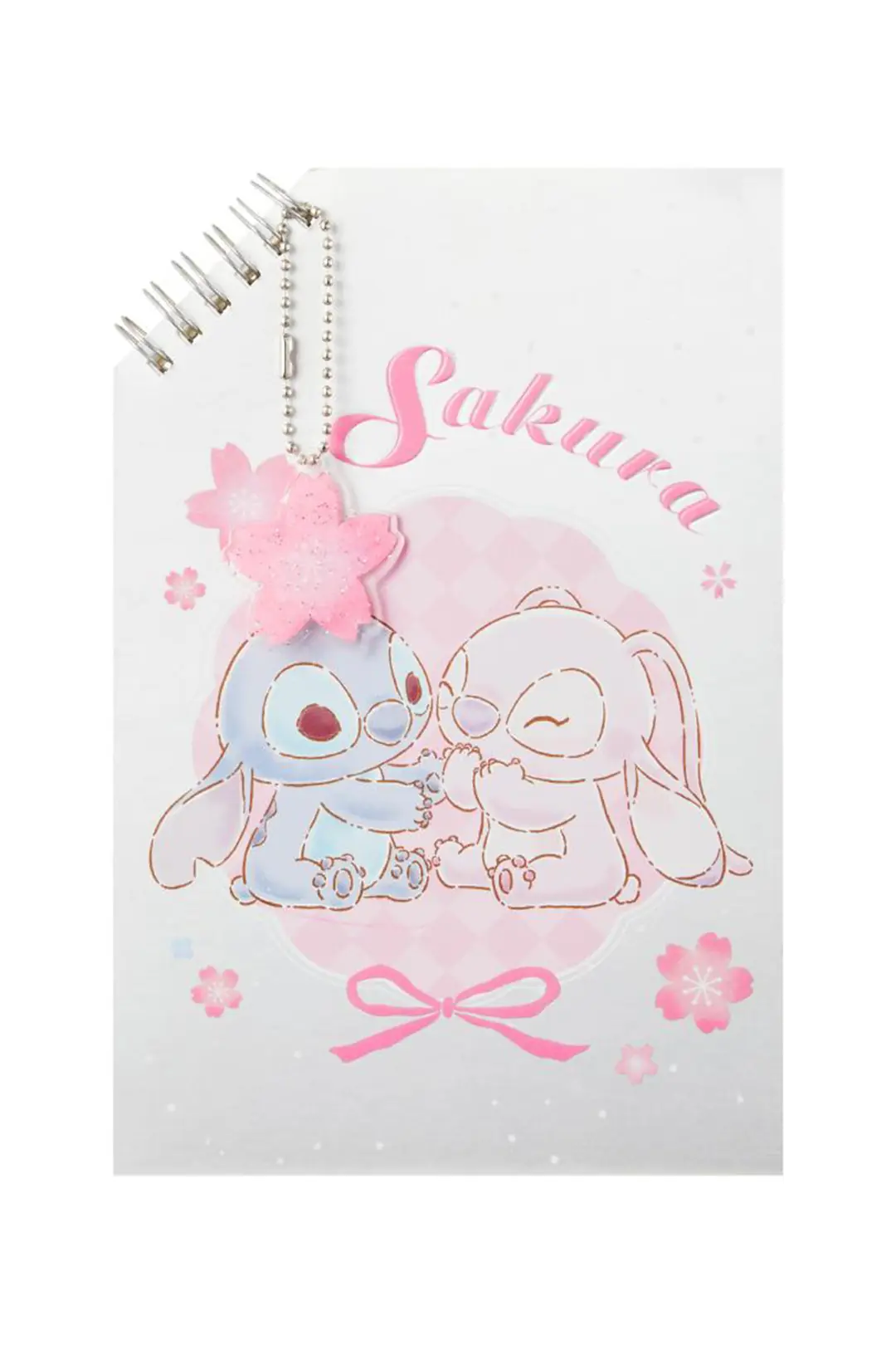 Disney Lisanslı Sakura Sezonu Stitch ve Angel Tel Ciltli 50 Sayfa Spiral Defter