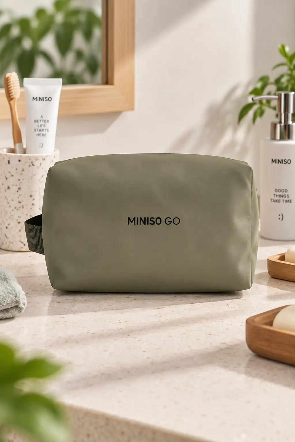 Miniso Lisanslı Seyahat Çantası 19 Cm Yeşil – Kompakt Pratik Organizer Çanta