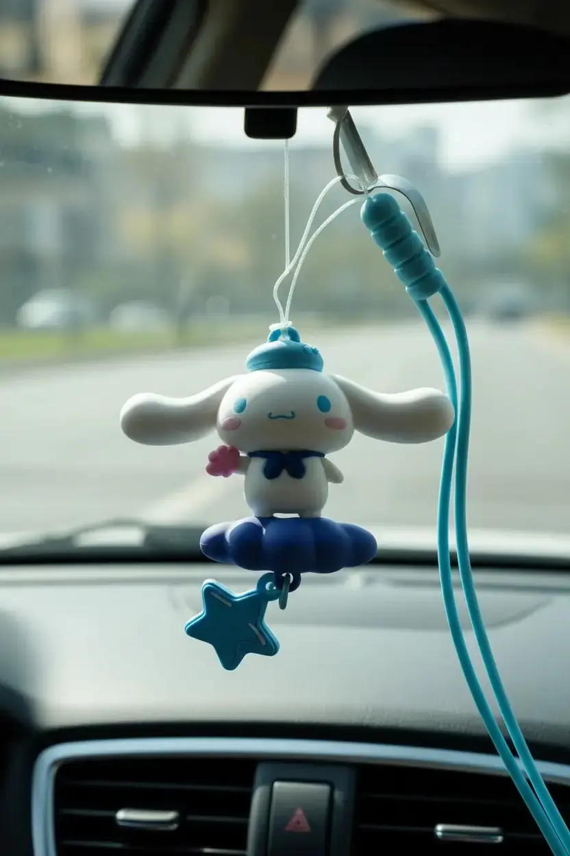 Sanrio Lisanslı Yaz Serisi Cinnamoroll Araba Süsü – Yıldız Temalı Dekoratif Araç Aksesuarı