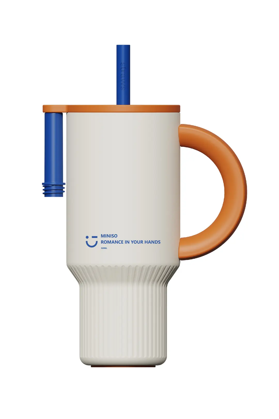 Miniso Lisanslı Pipetli Çift Cidarlı Çelik Şişe 920 mL Beyaz – Modern Tasarım