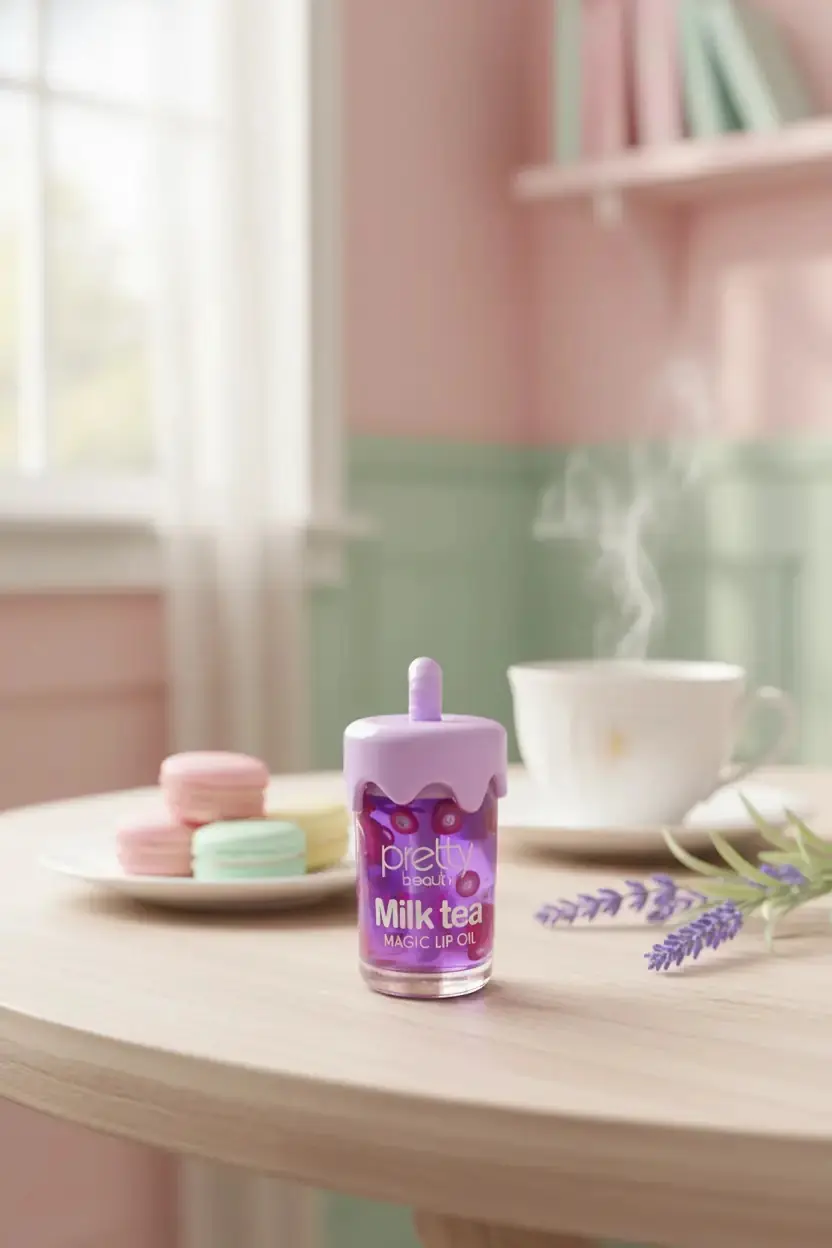 Pretty Magic Lip Oil (Milk Tea) – Nemlendirici & Doğal Parlatıcı Dudak Yağı