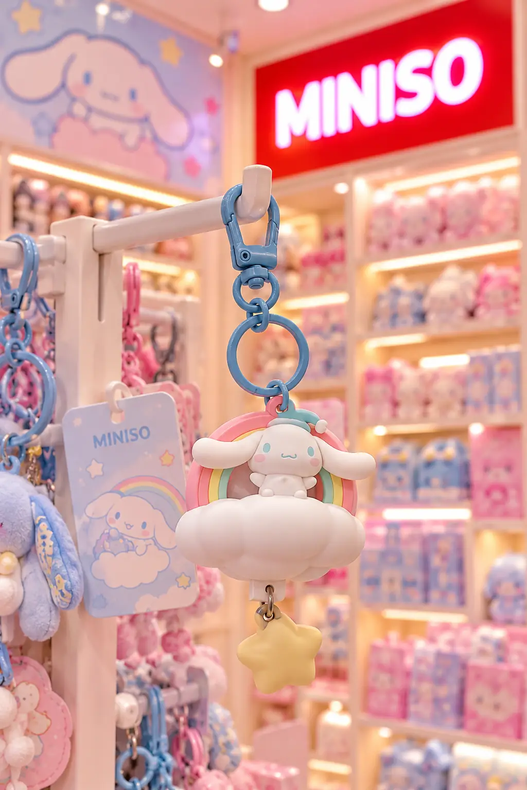 Sanrio Lisanslı Cinnamoroll Sweet Dream Koleksiyonu Bulut Işıklı Anahtarlık – Yıldız Figürlü Model