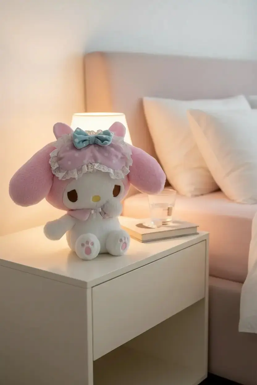 Sanrio Lisanslı My Melody Sound Sleep Koleksiyonu 25 cm Oturan Peluş Oyuncak – Uyku Başlıklı Model
