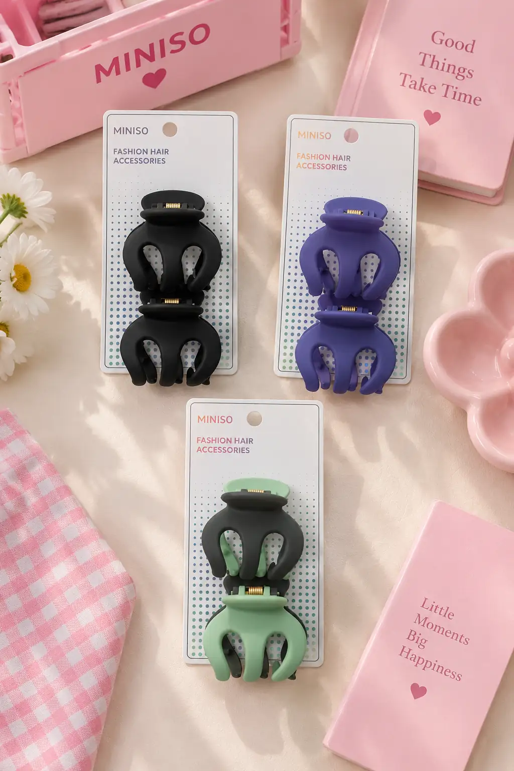 Miniso Lisanslı Basic Saç Tokası 2’li Set – Günlük Şık Tasarım 14,5 Cm