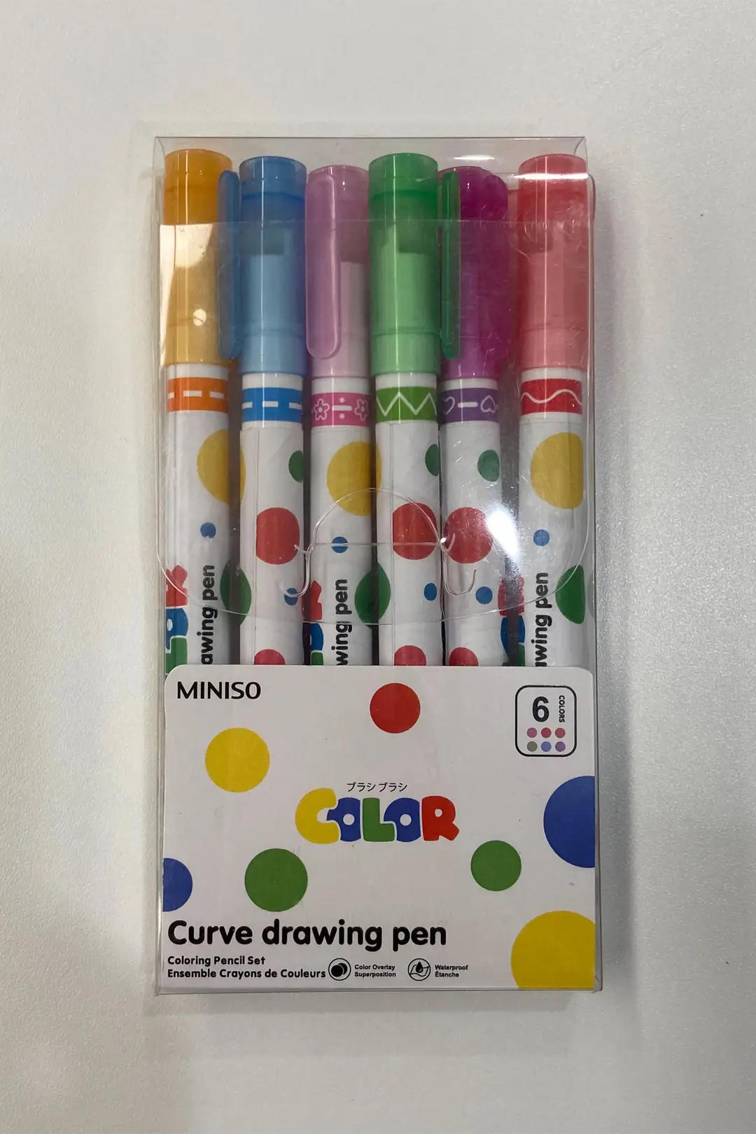 Miniso Lisanslı Polka Dot Serisi Kavisli Marker Seti 6 Renk – Kompakt Tasarım