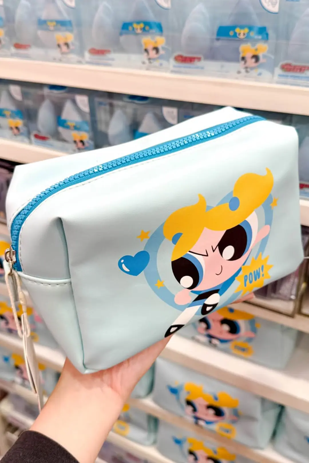Powerpuff Girls Lisanslı Bubbles Kare Kozmetik Çantası Mavi Organizer 20 Cm